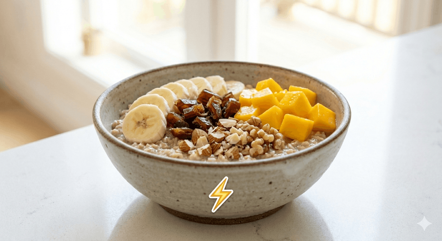 Energy Bowl with banana, dates, mango and nuts