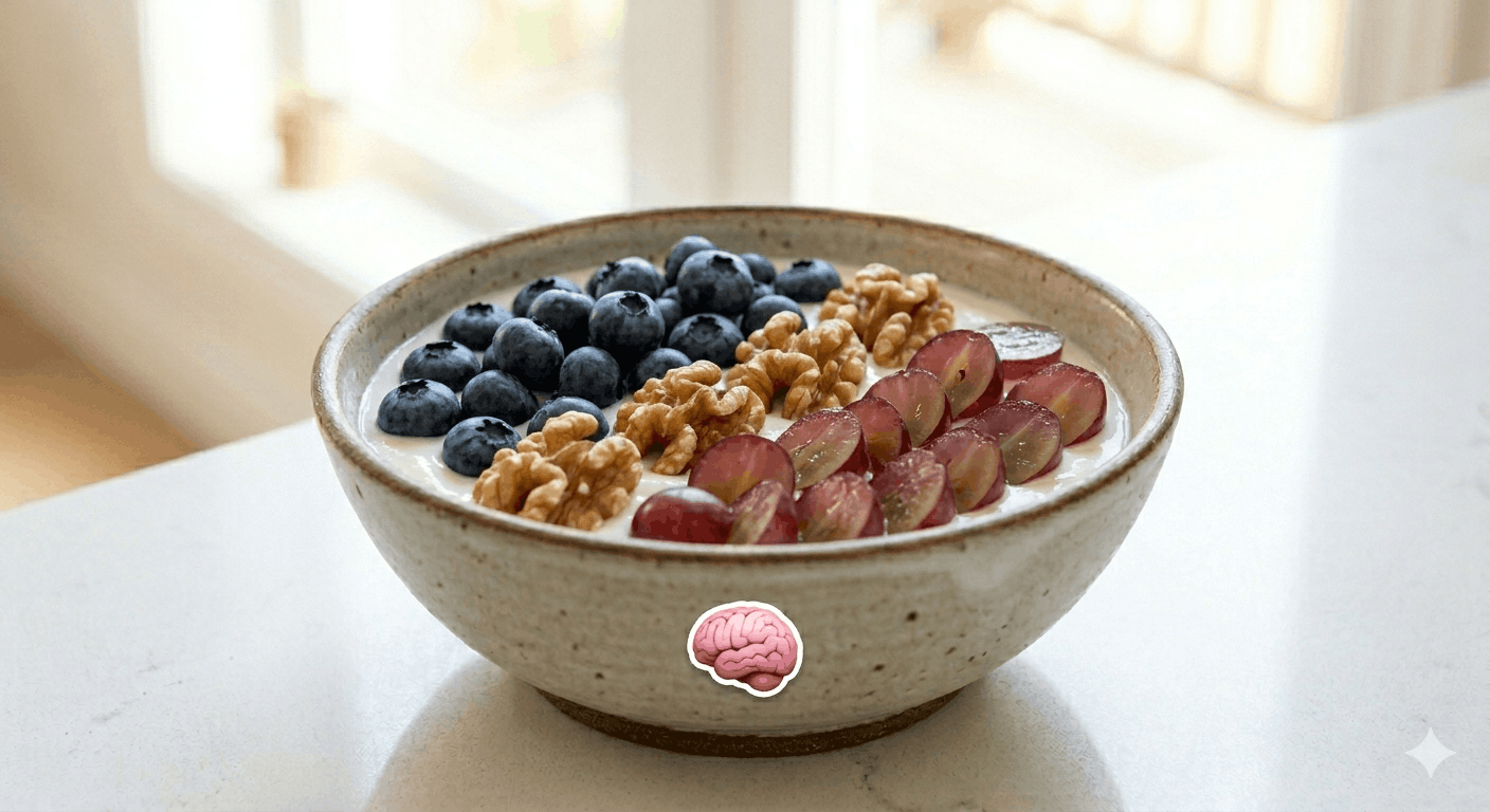 Focus Bowl with blueberries, walnuts and grapes