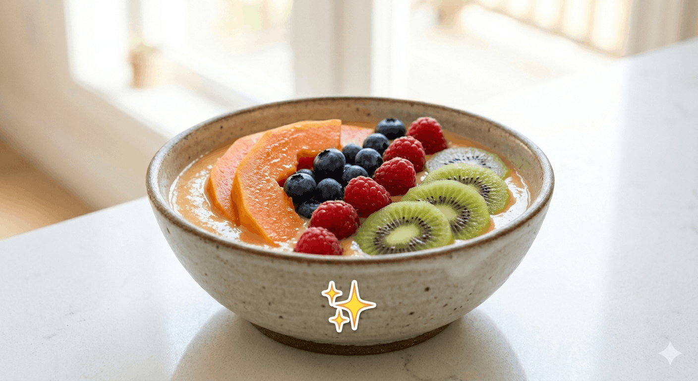 Glow Bowl with papaya, berries and kiwi